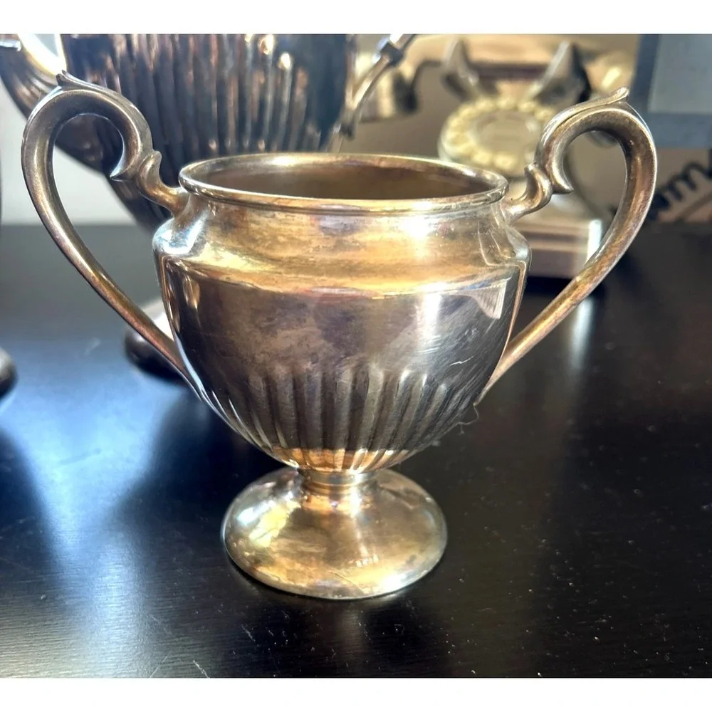 Vintage Rogers Silver on Copper Tea Set 5 Pc Coffee Tea Service Silverplate